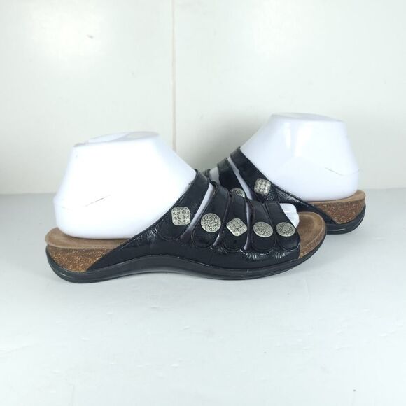 Dansko Women's Janie EU38 US7-7,5 Black Leather Slip-On Slide Sandals Shoes - Picture 9 of 16